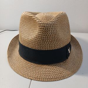 Disney Parks Authentic Adult Straw Panama Fedora Hat W/embroidered Mickey Logo